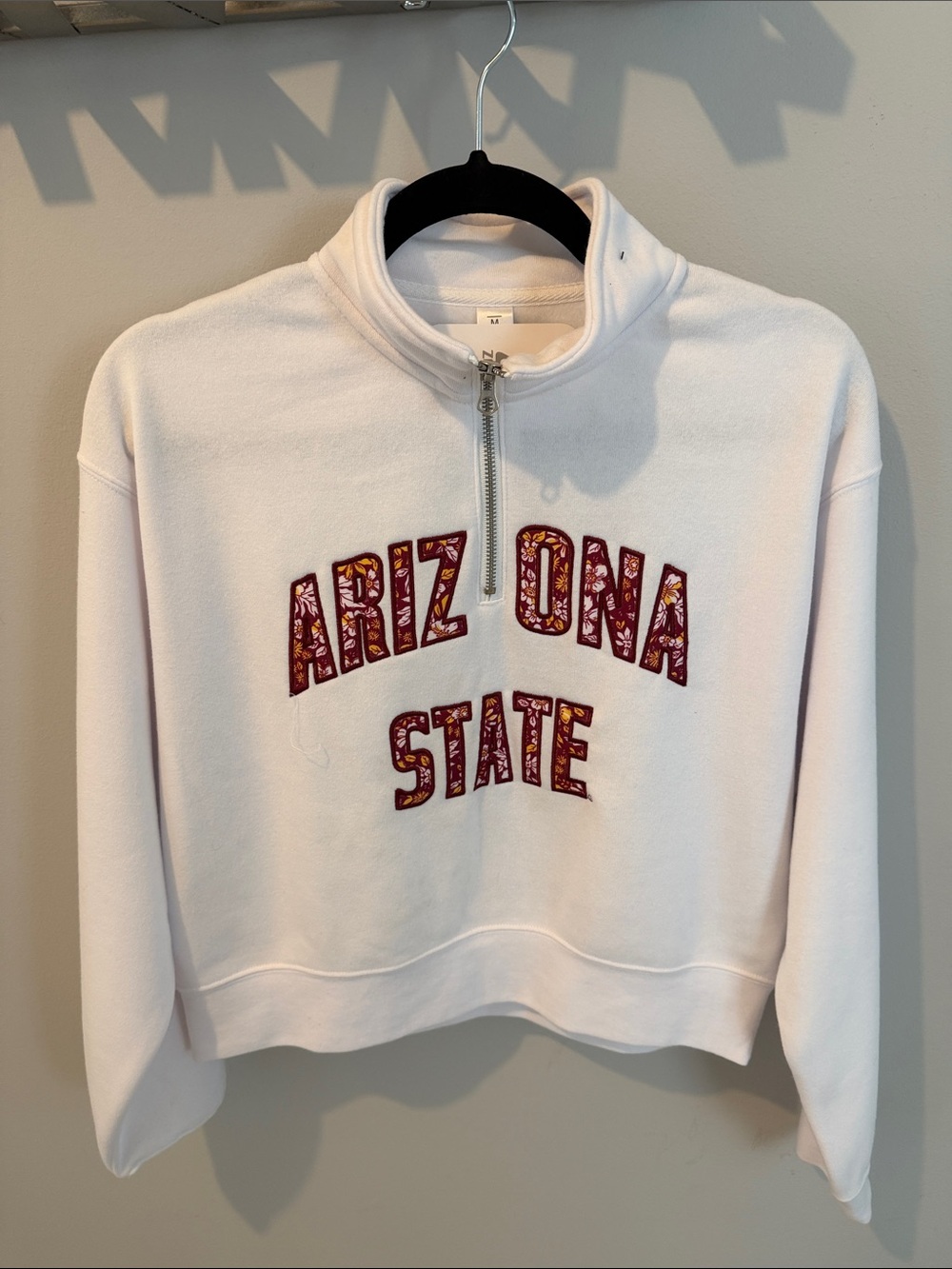 Arizona State White Half-Zip Turtleneck Sweatshirt